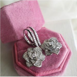 Swarovski 925 Silver Crystal Rose Earrings